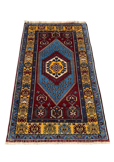 El Dokuma Sıfır Yahyalı Halısı 103x175 Kök Boya Yolluk Yün Halı Kırmızı