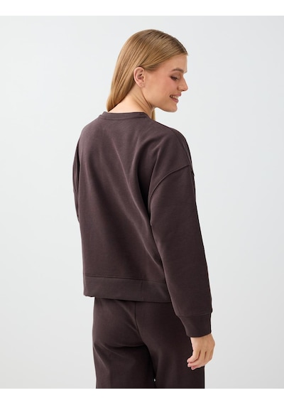 Jimmy Key Acı Kahve Yuvarlak Yaka Düz Kesim Modal Sweatshirt 6ww238328803 Kahverengi