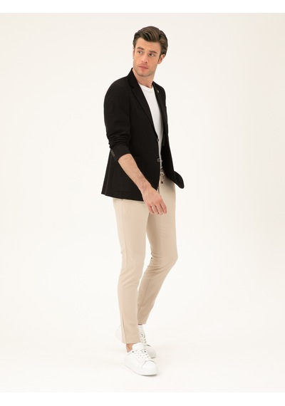 Cacharel Siyah Slim Fit Pamuk Karışımlı Ceket