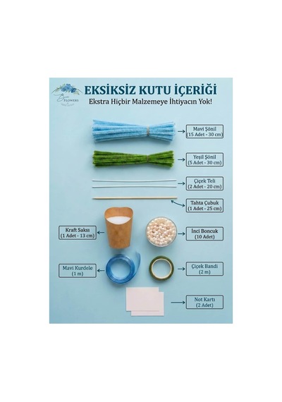 Mavi Şönil Papatya Yapım Kiti Şönil Hobi Seti - Yaratıcı Hobi Ve Kendin Yap Seti