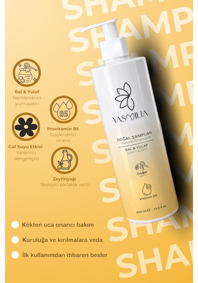 Doğal Premium Şampuan Bal & Yulaf Vitamin B5 2li Set Tüm Saçlar