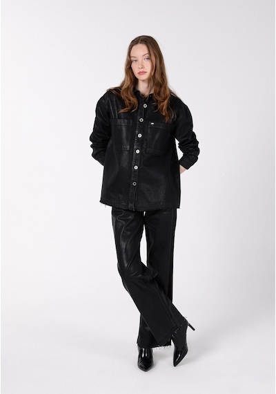 Colin's Colins Oversize Fit Klasik Yaka Kadın Siyah Uzun Kol Gömlek Cl1072278 Q1.v1 Dn43958 Denim