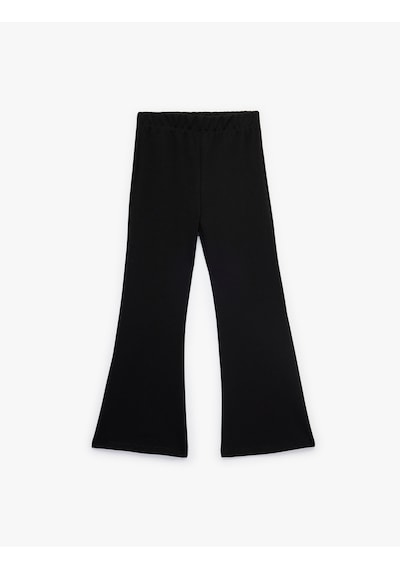 Koton Yırtmaç Detaylı Slim Fit İspanyol Paça Tayt Siyah 6skg40009ak Siyah