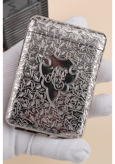 İşlemeli Retro Tasarım Metal Sigara Tabakası Gümüş Renk 23bm923ksr03 - 512923532