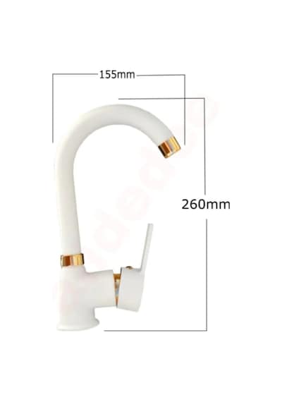Beyaz Altın Lüks Lavabo Bataryası Delta Beyaz Gold Lavabo Musluk Gold