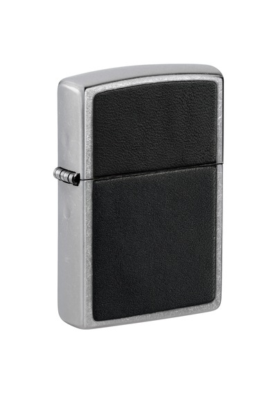 Zippo Black Leather Emblem Dizayn Çakmak Gri