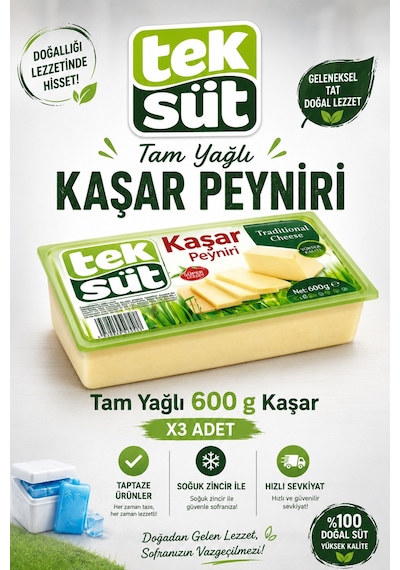 Tam Yağli Kasar 600 Gr X 3 Adet