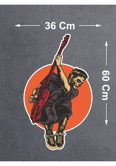 Gitar Çalan Zombi Sticker - Araba Oto Motosiklet Cam Kask Sticker - 00039 60X36 Cm