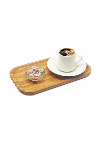 Bambu Lüx Dikdörtgen Servis 25 14cm, Sunumluk & Çerezlik Sunum Tabağı Açık Gri