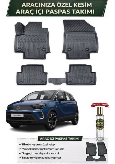 Opel Crossland 2022 Model Aracınıza Özel Üretim Esnek Kauçuk Paspas Takımı