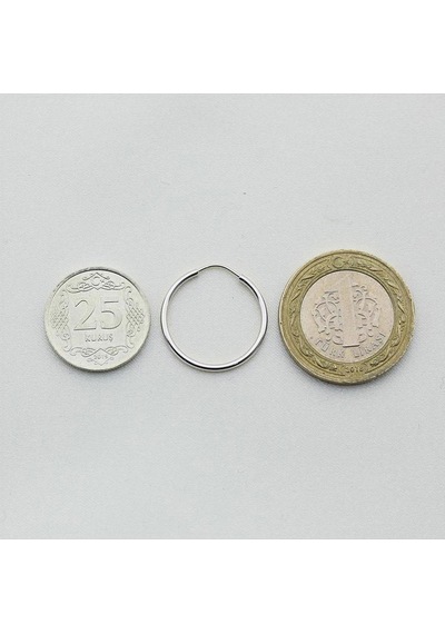 Beyaz Altın Küçük Halka Küpe Çap: 1.8cm Beyaz Altın