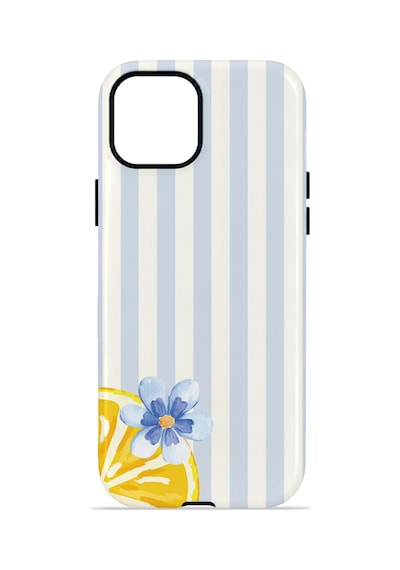 Apple iPhone Uyumlu 14 Vorian Çift Katmanlı Magsafe Kılıf Blue Lemon Blossom