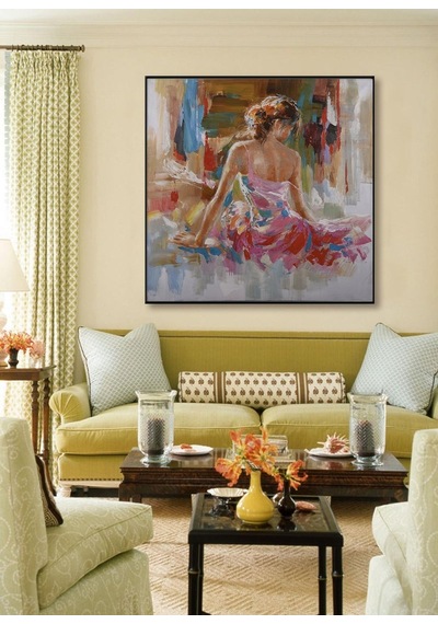 Figür Soyut El Yapımı Yağlı Boya Tablo 95x94cm