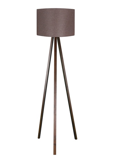3 Ayaklı Lambader Silindir Kumaş Başlık Mdf Ayak Kahve Ly539