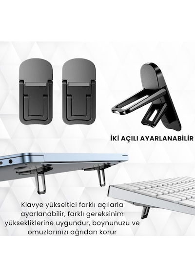 Coofbe 2 Adet Yapışkanlı Katlanılabilir 2 Kademe Yükseklik Ayarlı Laptop Standı Laptop Stand Ayağı