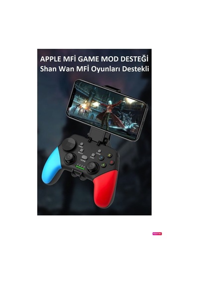 Wireless Kablosuz Pc Android Apple Uyumlu iOS Switch Tv Gamepad Ve Telefon Tutucu Siyah
