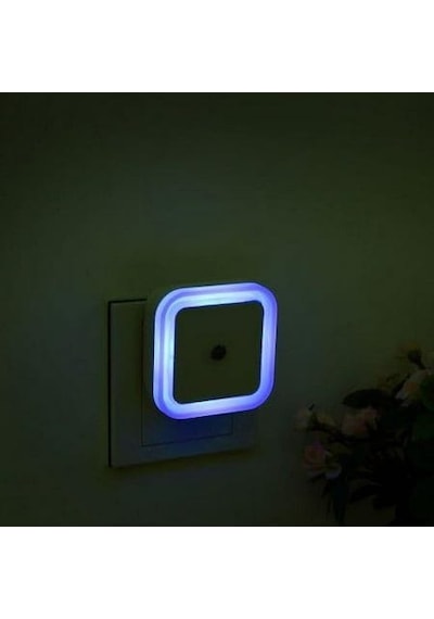 Fotoselli Led Gece Lambası, Mavi Renk Sensörlü Gece Lambası, 1 Watt Mavi Renk Led Gece Lambası Mavi