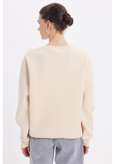 Tudors Kadın Oversize Geniş Kesim Pamuklu 3 İplik İçi Polarlı Basic Bej Bisiklet Yaka Sweatshirt-42065 Bej Tudors Kadın Oversize Geniş Kesim Pamuklu 3 İplik İçi Polarlı Basic Bej Bisiklet Yaka Sweatshirt-42065 Bej