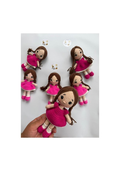 Adenya Sepeti Amigurumi Örgü Fındık Bebek-18 Cm-pembe