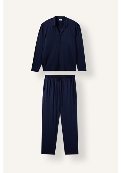 Defacto Regular Fit Düğmeli Uzun Kollu 2li Pijama Takımı I8197ax26aunv135 Lacivert-nv135