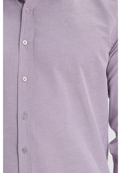 Tudors Modern Slim Fit Uzun Kollu Pamuklu Kolay Ütü Armürlü Gül Kurusu Erkek Gömlek-41840 Gülkurusu