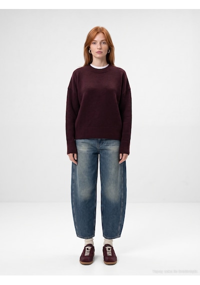 Dilvin 72364 %100 Pamuk Yüksek Bel Barrel Jean-tint Kırmızı