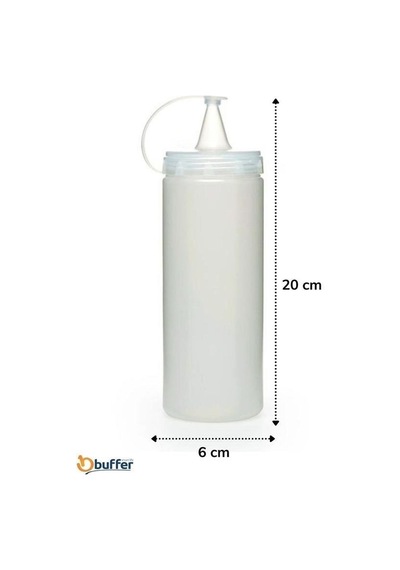 Şeffaf Kapaklı Sızdırmaz Yağlık Sosluk Şişesi Plastik Yağdanlık 400 Ml Ap-9028 Beyaz