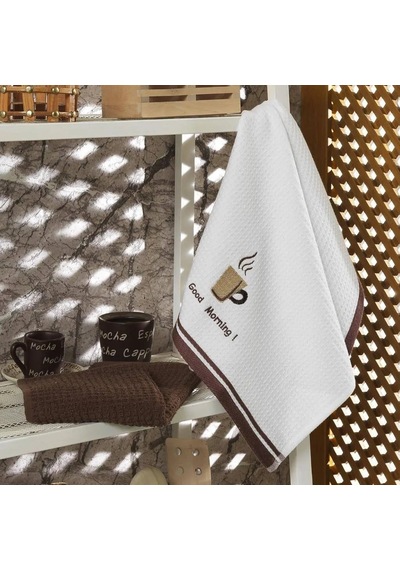 Maxstyle Pamuk Mutfak Havlusu 40x60 Cm 2li Beyaz-kahve Çok Renkli