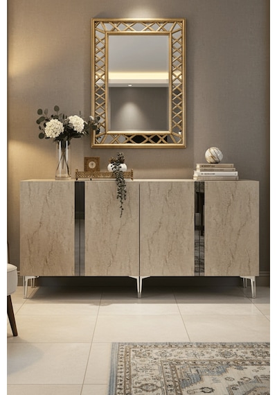 Ka1598bts Anka150 Konsol, Kahve Köşesi, Tv Sehpası Ve Dolap Beyaz - Traverten - Sılver 150cm Ka1598bts Anka150 Konsol, Kahve Köşesi, Tv Sehpası Ve Dolap Beyaz - Traverten - Sılver 150cm