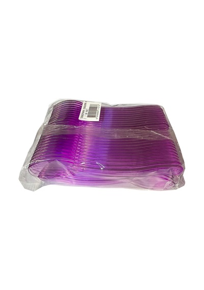 Plastik Şeffaf Mor Sup Kaşık - Tatlı Dondurma Kaşığı - 12.5 Cm. - 50 Adetlik Paket Mor