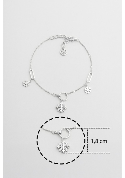 Kar Tanesi 18 Ayar Beyaz Altın Kaplama 20 Cm Gümüş Minimal Halhal Beyaz
