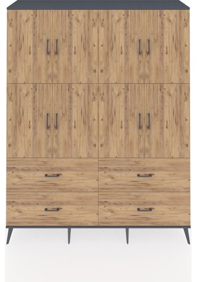 Hyperion Gardrop 8 Raflı 4 Çekmeceli 8 Kapaklı 176x44x221 Antrasit-çam Beyaz Hyperion Gardrop 8 Raflı 4 Çekmeceli 8 Kapaklı 176x44x221 Antrasit-çam Beyaz