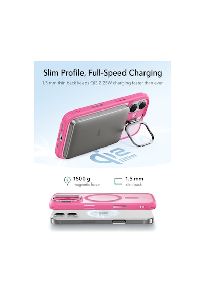 Esr Apple Uyumlu iPhone 17 Classic Hybrid Magsafe Standlı Kılıf-kamera Kontrol Buton - Pembe Pembe