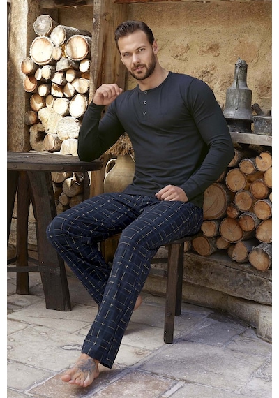 Erkek Aydoğan Modal Uzun Kol Pijama Takımı 3349 Lacivert02 Lacivert02