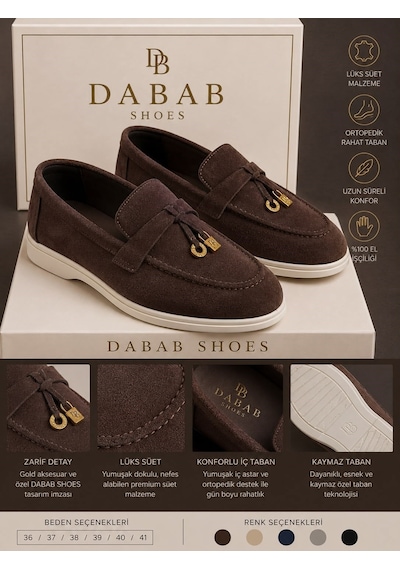 Dabab Shoes Lupy Kadın Acı Kahve Süet Loafer Ayakkabı Gold Aksesuarlı Ortopedik Rahat Taban Casual Babet Kahverengi Dabab Shoes Lupy Kadın Acı Kahve Süet Loafer Ayakkabı Gold Aksesuarlı Ortopedik Rahat Taban Casual Babet Kahverengi