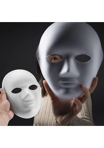 Beyaz Renk Boyanabilir Anonim Tam Yüz Cosplay Maske 24x18 Cm Çok Renkli