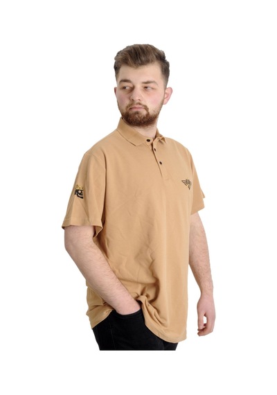 Mode Xl Büyük Beden Erkek T-Shirt Polo Aırforce 23337 Bej 001