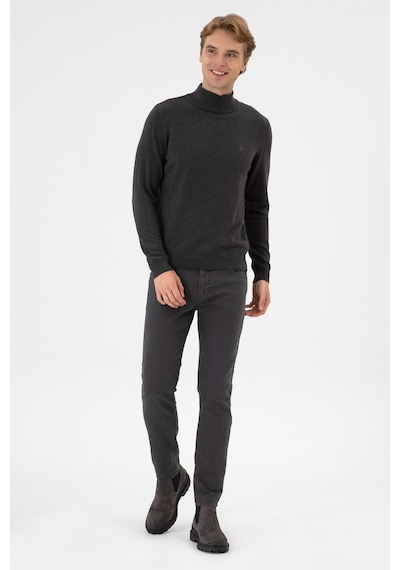 U.S. Polo Assn. Erkek Slim Fit Boğazlı Antrasit Melanj Basic Kazak 50313712-VR081