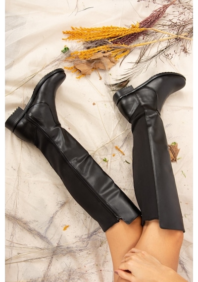 Fox Shoes Siyah Suni Deri Kadın Çizme J726533209