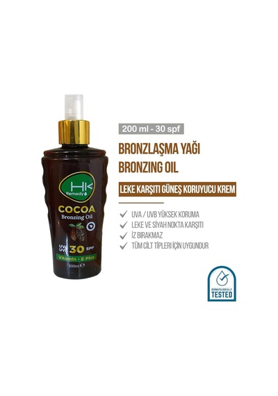 Hk Remedy Sun Kakao Bronzlaştırıcı Yağ SPF30 200 ML
