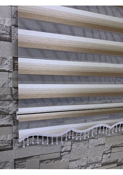 Krem Kahve Geçişli Zebra Perde Tüm Ölçülerde