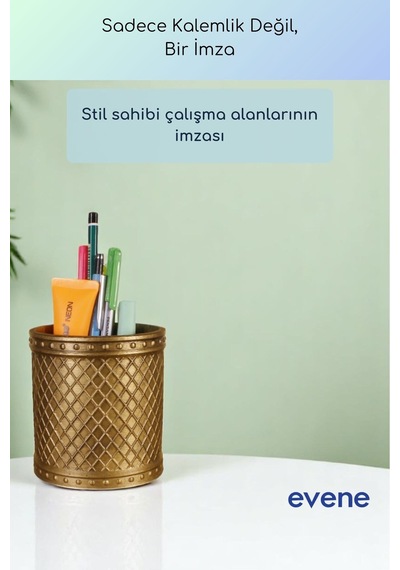 Kalemlik Masa Kalemliği Organizer Kalemlik Altın Eskitme Renk Model 90 Çok Renkli
