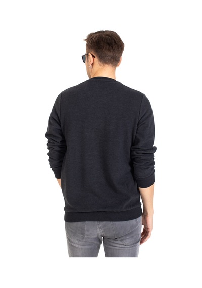 Erkek Klasik Regular Kalıp Pamuklu Selanik Yuvarlak Yaka Sweatshirt 1111-Füme-Füme