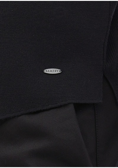Ramsey Siyah Regular Fit V Yaka Casual Örme Triko Yelek