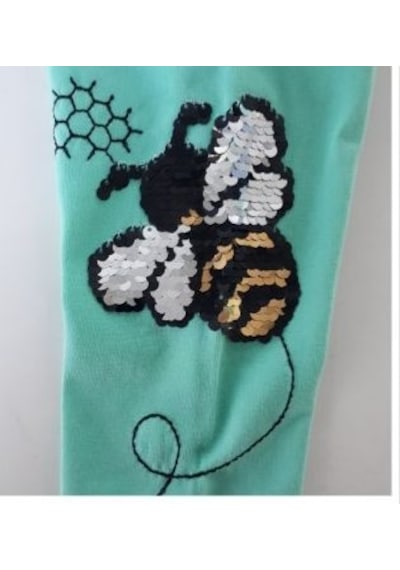 Toontoy Kids Toontoy Kız Çocuk Tayt Pul Arı Nakış Mint Yeşili