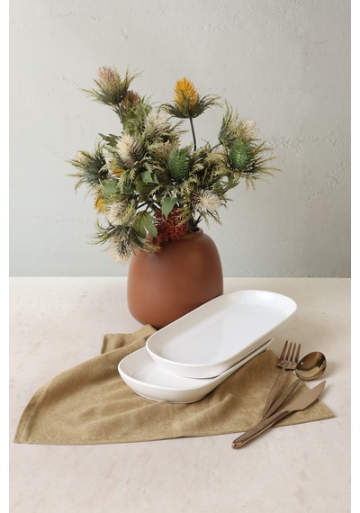 Beyaz Noyan Kayık Tabak 28 Cm 2 Adet 006