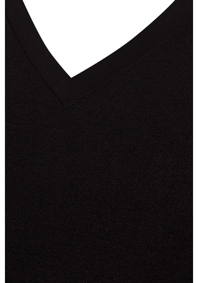 Star 206 Modal Yarım Kol V-yaka T-shirt Atlet Siyah