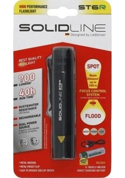 Solidline St6r El Feneri 900 Lümen Siyah