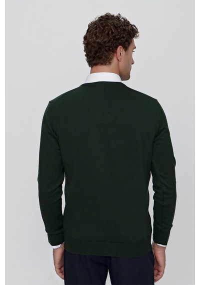 Morven Basic Dinamik Fit Rahat Kesim V Yaka Triko Kazak 99kc017004710 Haki