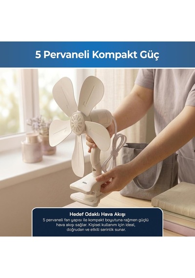Sinbo Sf-7707 Klipsli Mini Vantilatör, Sessiz Fan, Güçlü Tutuşlu Klips, Ayarlanabilir Başlık, Masa Ve Bebek Yata